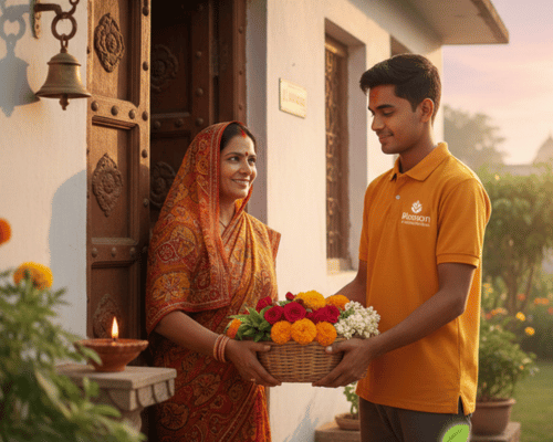 Flower offering for pooja
